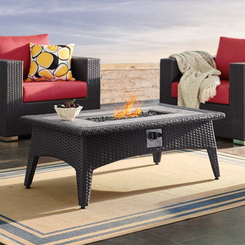 Splendor 43.5" Rectangle Outdoor Patio Fire Pit Table Modway Model: eei-2991