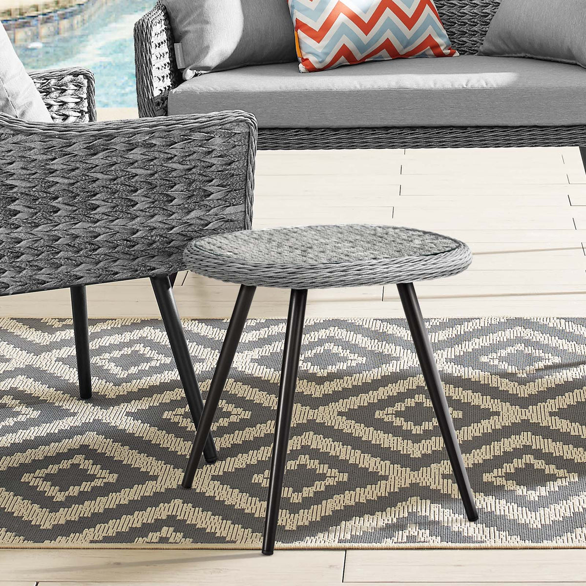 Endeavor Outdoor Patio Wicker Rattan Side Table Modway Model: eei-3025