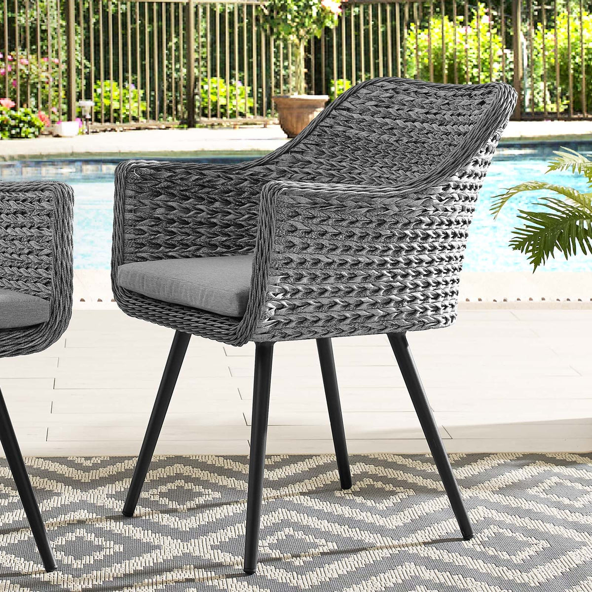 Endeavor Outdoor Patio Wicker Rattan Dining Armchair Modway Model: eei-3028