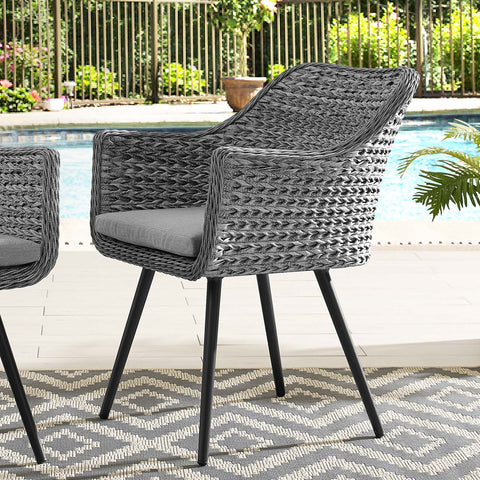 Endeavor Outdoor Patio Wicker Rattan Dining Armchair Modway Model: eei-3028