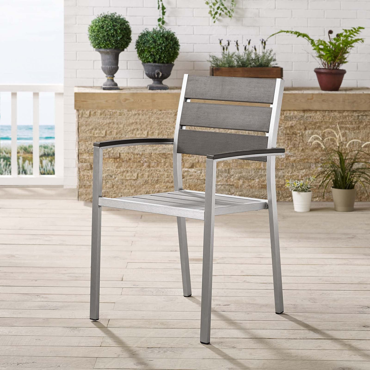 Shore Outdoor Patio Aluminum Dining Armchair Modway Model: eei-3130
