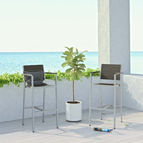 Shore Bar Stool Outdoor Patio Aluminum Set of 2 Modway Model: eei-3155