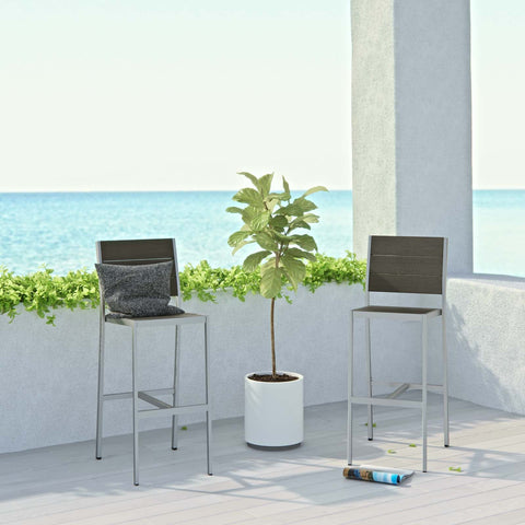 Shore Armless Bar Stool Outdoor Patio Aluminum Set of 2 Modway Model: eei-3156