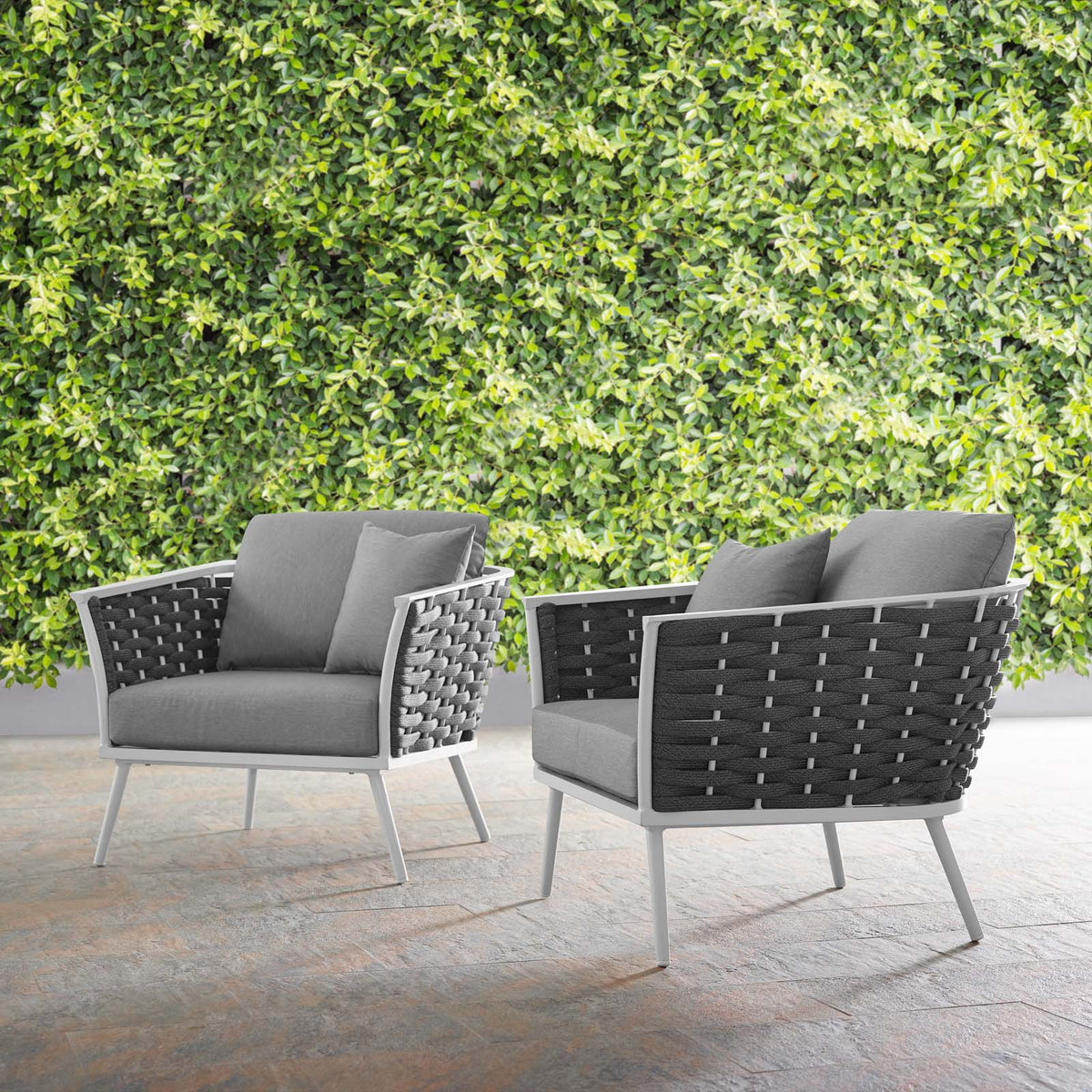 Stance Armchair Outdoor Patio Aluminum Set of 2 Modway Model: eei-3162