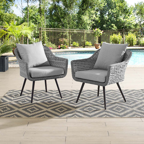 Endeavor Armchair Outdoor Patio Wicker Rattan Set of 2 Modway Model: eei-3176