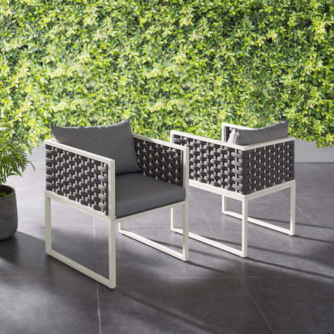 Stance Dining Armchair Outdoor Patio Aluminum Set of 2 Modway Model: eei-3183