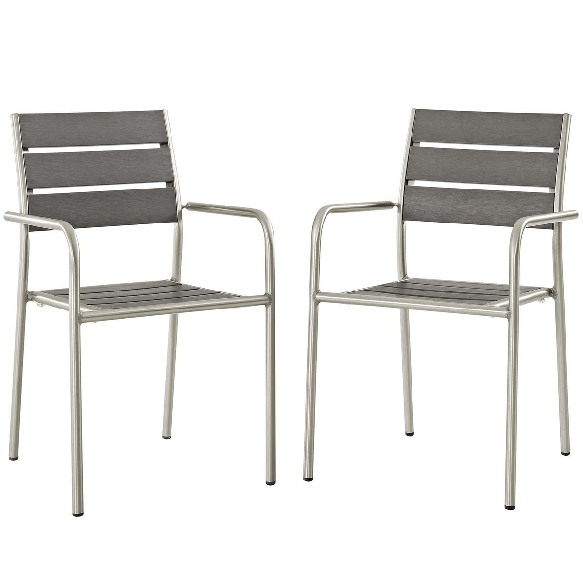 Shore Outdoor Patio Aluminum Dining Rounded Armchair Set of 2 Modway Model: eei-3203
