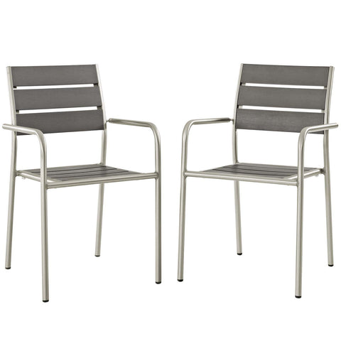 Shore Outdoor Patio Aluminum Dining Rounded Armchair Set of 2 Modway Model: eei-3203