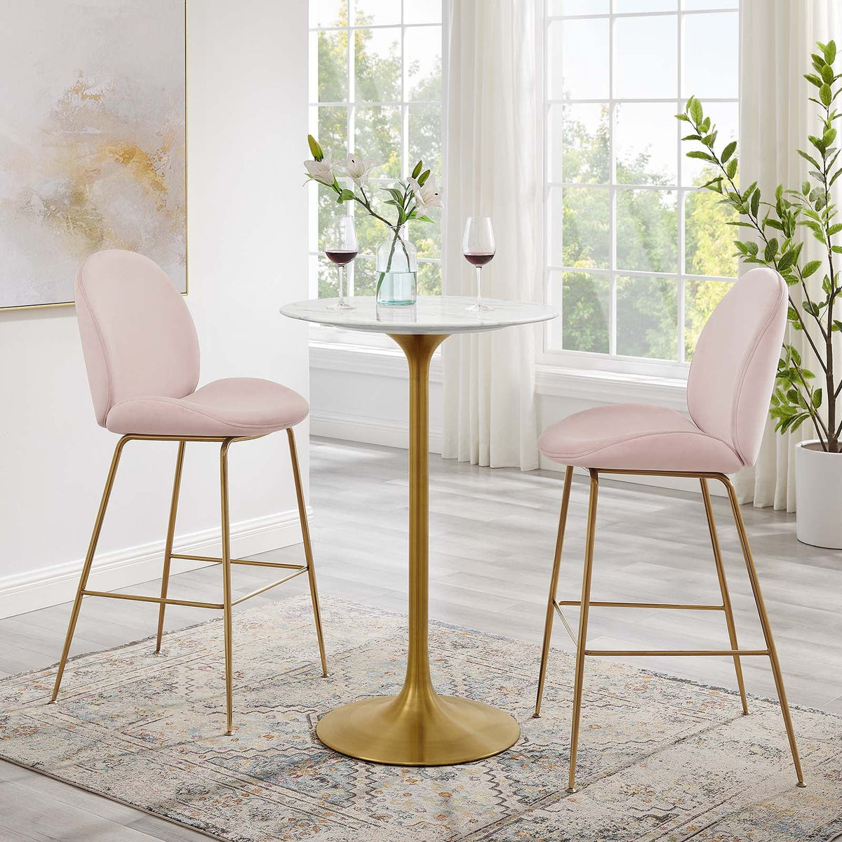Lippa 28" Round Artificial Marble Bar Table Modway Model: eei-3264
