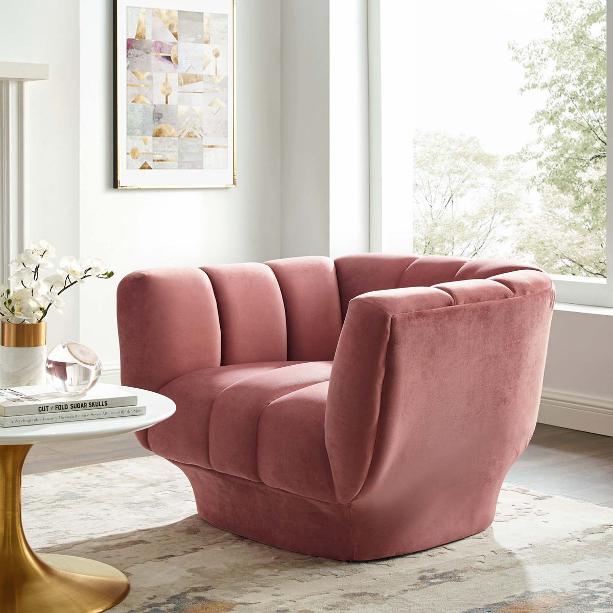 Entertain Vertical Channel Tufted Performance Velvet Armchair Modway Model: eei-3352