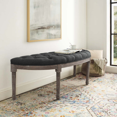 Esteem Vintage French Upholstered Fabric Semi-Circle Bench Modway Model: eei-3369