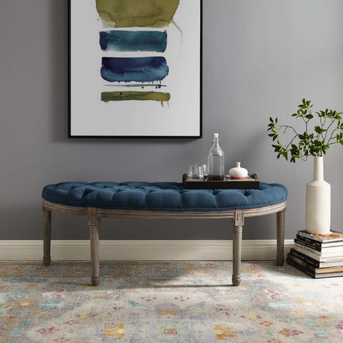 Esteem Vintage French Upholstered Fabric Semi-Circle Bench Modway Model: eei-3369