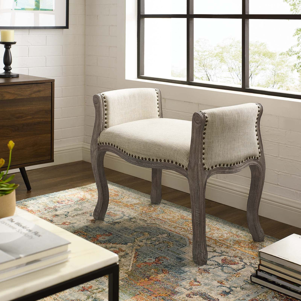 Avail Vintage French Upholstered Fabric Bench Modway Model: eei-3370