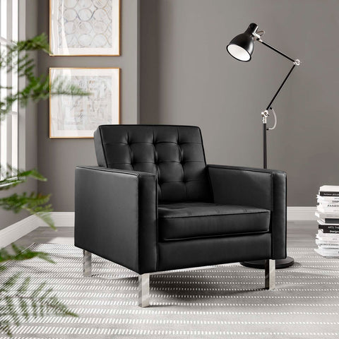 Loft Tufted Vegan Leather Armchair Modway Model: eei-3391