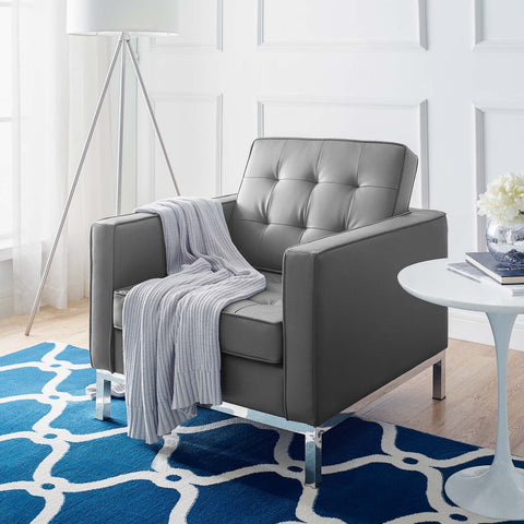 Loft Tufted Vegan Leather Armchair Modway Model: eei-3391