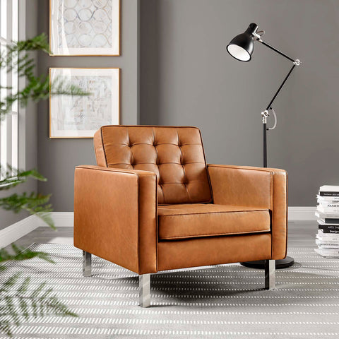 Loft Tufted Vegan Leather Armchair Modway Model: eei-3391
