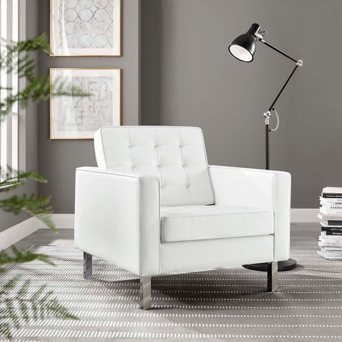 Loft Tufted Vegan Leather Armchair Modway Model: eei-3391