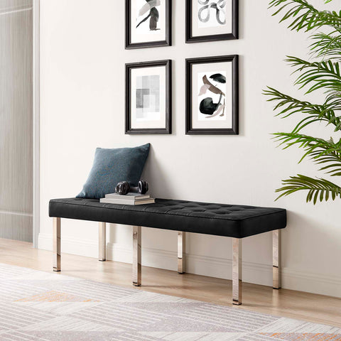 Loft Tufted Vegan Leather Bench Modway Model: eei-3397