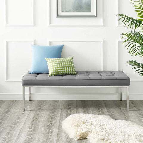 Loft Tufted Vegan Leather Bench Modway Model: eei-3397