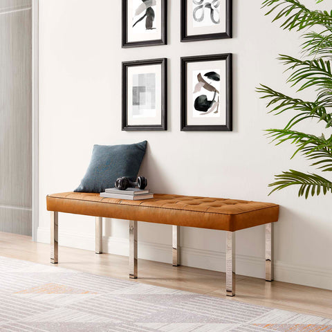 Loft Tufted Vegan Leather Bench Modway Model: eei-3397