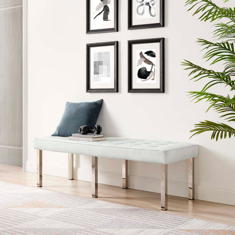Loft Tufted Vegan Leather Bench Modway Model: eei-3397