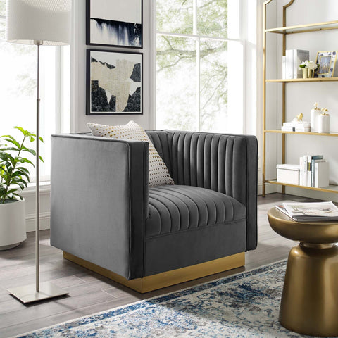 Sanguine Vertical Channel Tufted Accent Performance Velvet Armchair Modway Model: eei-3406
