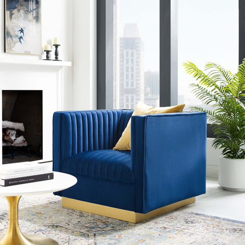Sanguine Vertical Channel Tufted Accent Performance Velvet Armchair Modway Model: eei-3406