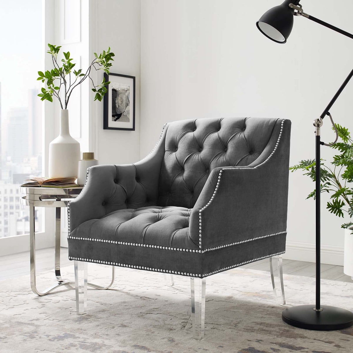 Proverbial Tufted Button Accent Performance Velvet Armchair Modway Model: eei-3413