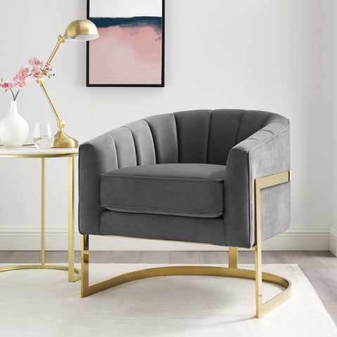 Esteem Vertical Channel Tufted Performance Velvet Accent Armchair Modway Model: eei-3414