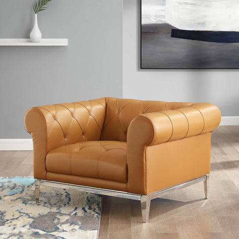 Idyll Tufted Button Upholstered Leather Chesterfield Armchair Modway Model: eei-3443