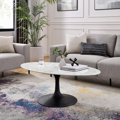 Lippa 48" Oval Artificial Marble Coffee Table Modway Model: eei-3537