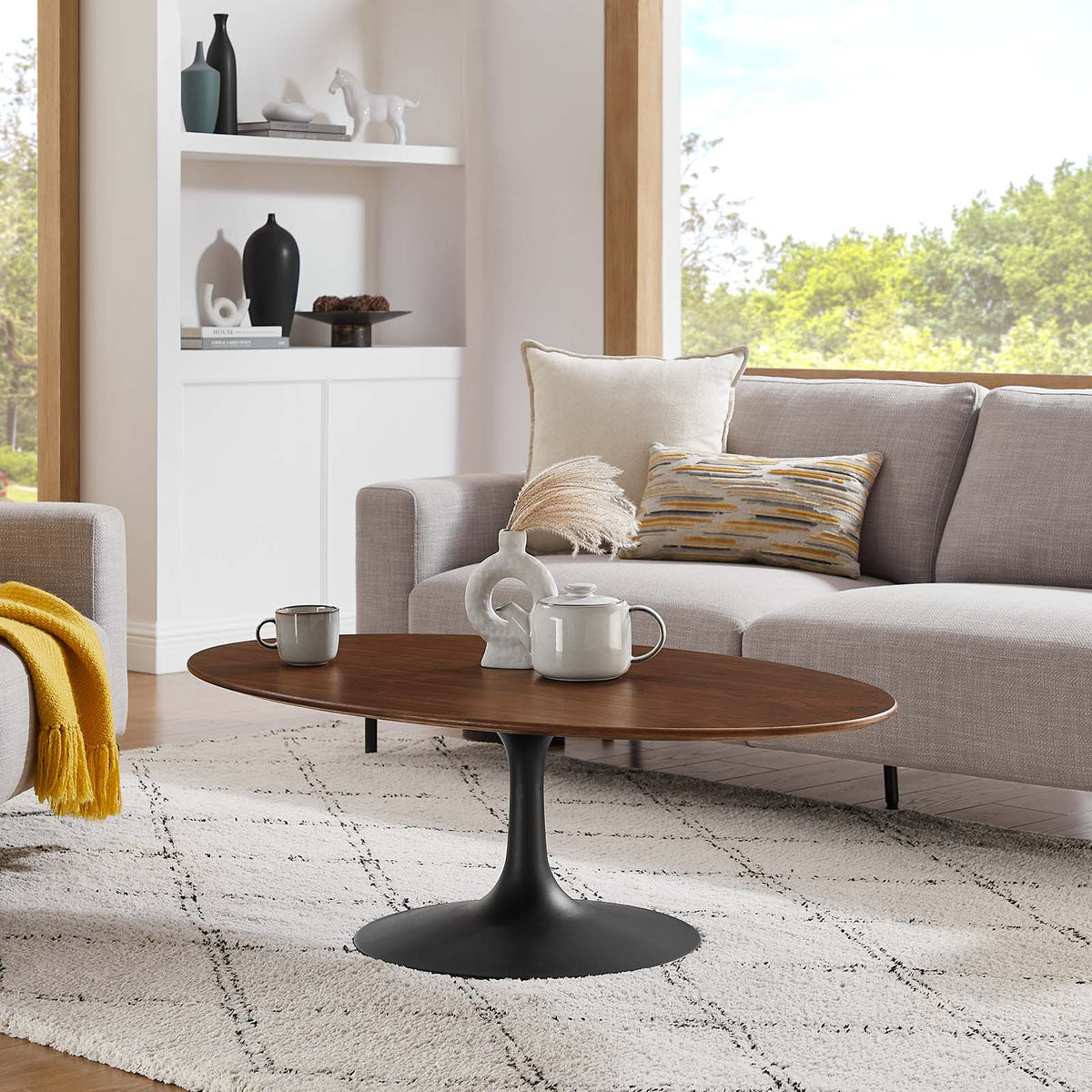 Lippa 48" Oval Wood Grain Coffee Table Modway Model: eei-3538