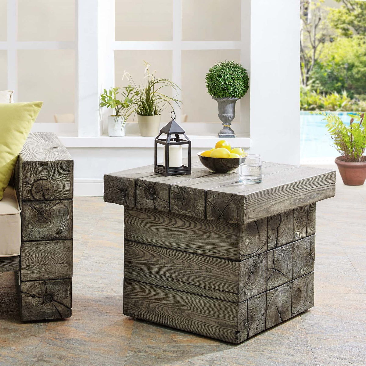 Manteo Rustic Coastal Outdoor Patio Side Table Modway Model: eei-3562