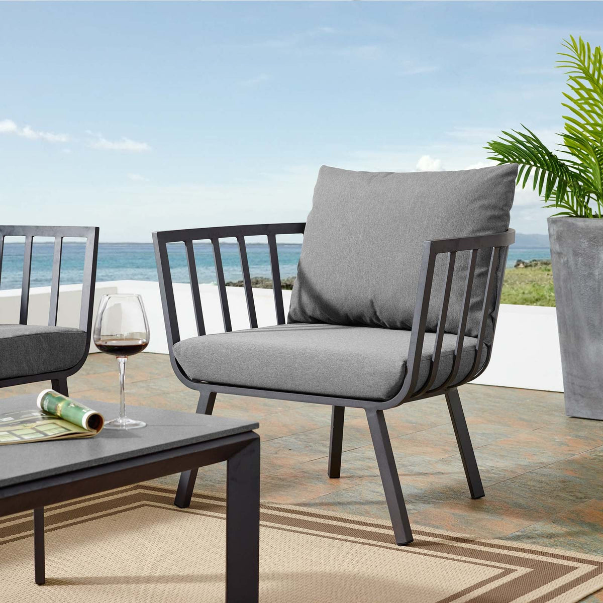 Riverside Outdoor Patio Aluminum Armchair Modway Model: eei-3566