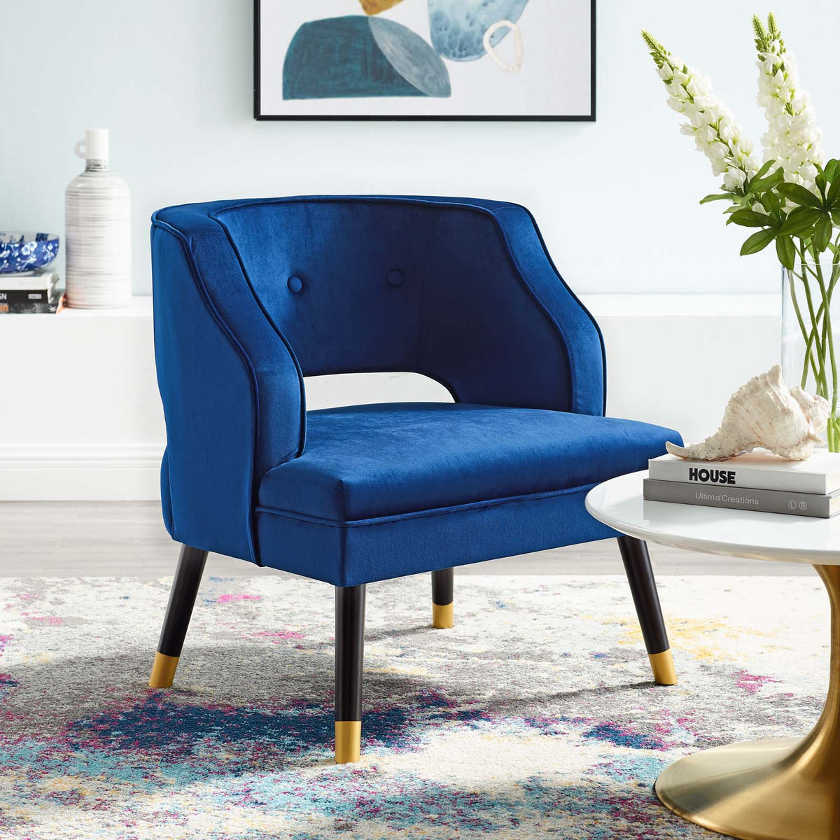 Traipse Button Tufted Open Back Performance Velvet Armchair Modway Model: eei-3579