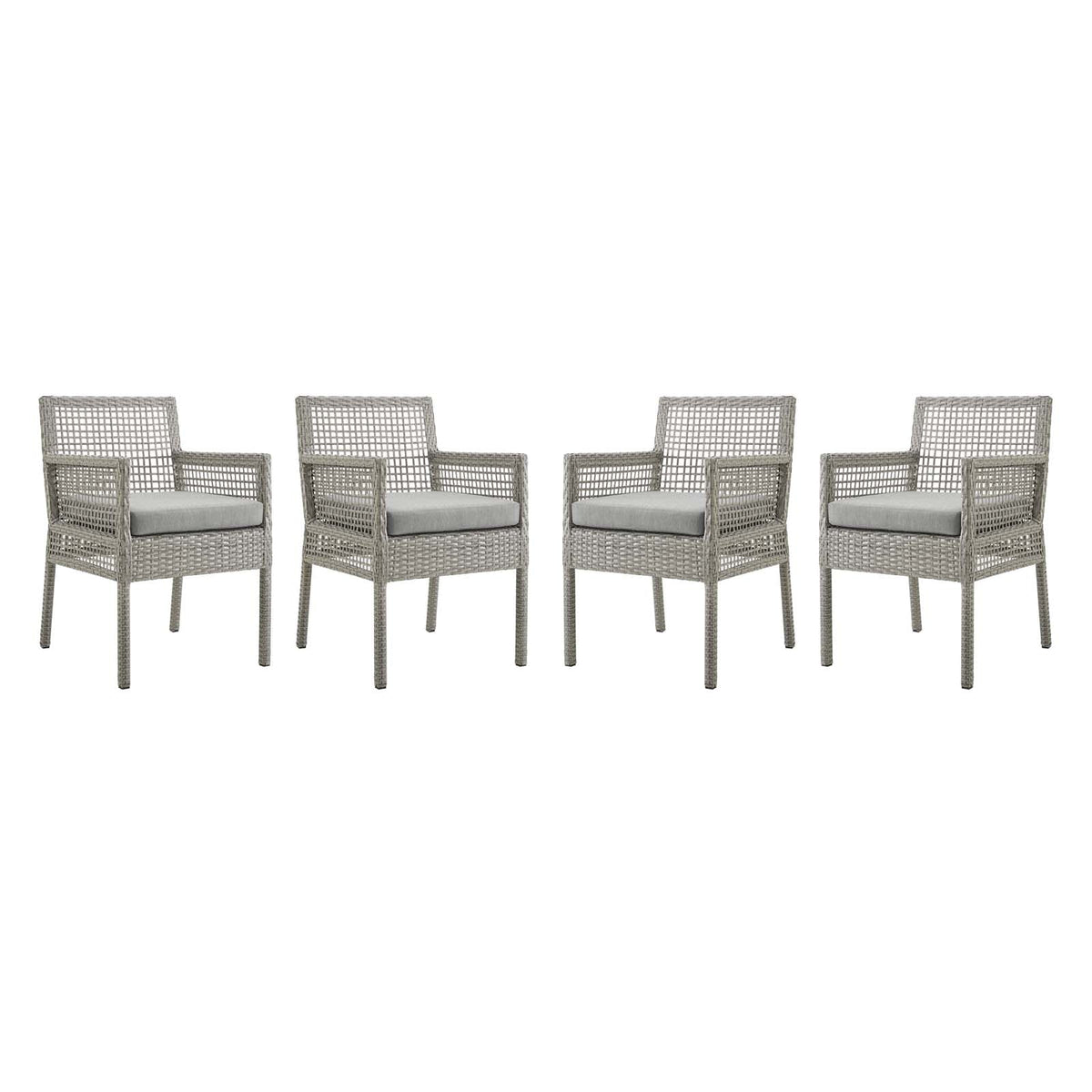 Aura Dining Armchair Outdoor Patio Wicker Rattan Set of 4 Modway Model: eei-3594