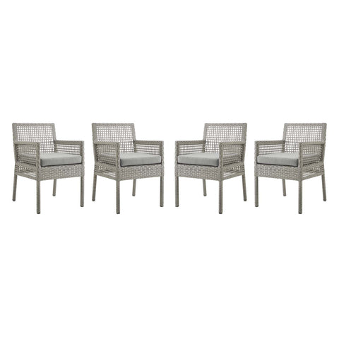 Aura Dining Armchair Outdoor Patio Wicker Rattan Set of 4 Modway Model: eei-3594