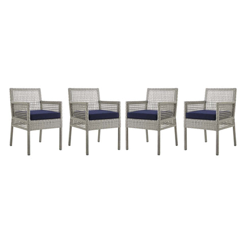 Aura Dining Armchair Outdoor Patio Wicker Rattan Set of 4 Modway Model: eei-3594