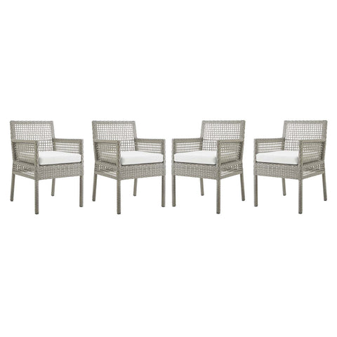 Aura Dining Armchair Outdoor Patio Wicker Rattan Set of 4 Modway Model: eei-3594