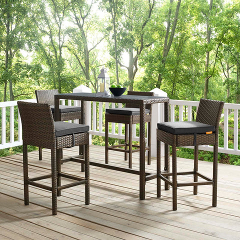 Conduit Bar Stool Outdoor Patio Wicker Rattan Set of 4 Modway Model: eei-3601