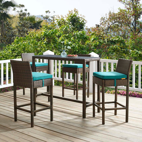 Conduit Bar Stool Outdoor Patio Wicker Rattan Set of 4 Modway Model: eei-3601