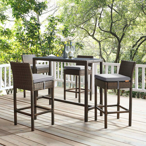 Conduit Bar Stool Outdoor Patio Wicker Rattan Set of 4 Modway Model: eei-3601