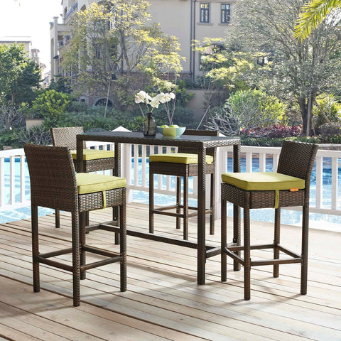 Conduit Bar Stool Outdoor Patio Wicker Rattan Set of 4 Modway Model: eei-3601