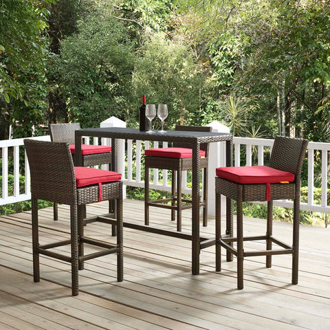 Conduit Bar Stool Outdoor Patio Wicker Rattan Set of 4 Modway Model: eei-3601