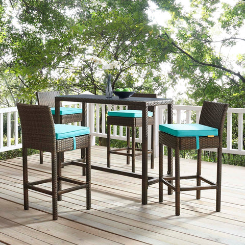 Conduit Bar Stool Outdoor Patio Wicker Rattan Set of 4 Modway Model: eei-3601