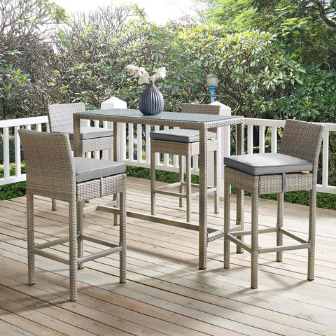 Conduit Bar Stool Outdoor Patio Wicker Rattan Set of 4 Modway Model: eei-3602