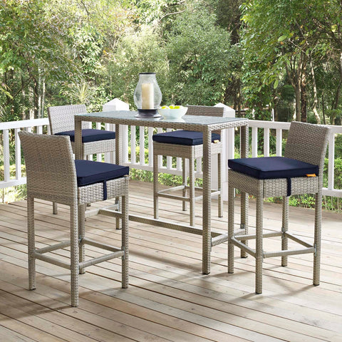Conduit Bar Stool Outdoor Patio Wicker Rattan Set of 4 Modway Model: eei-3602