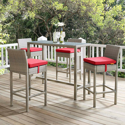 Conduit Bar Stool Outdoor Patio Wicker Rattan Set of 4 Modway Model: eei-3602