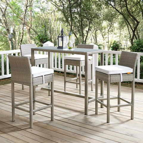 Conduit Bar Stool Outdoor Patio Wicker Rattan Set of 4 Modway Model: eei-3602