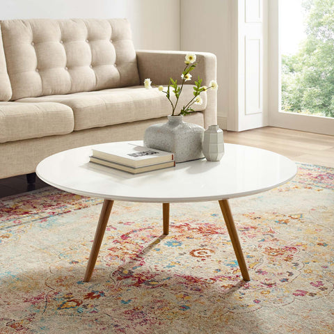 Lippa 36" Round Wood Top Coffee Table with Tripod Base Modway Model: eei-3659
